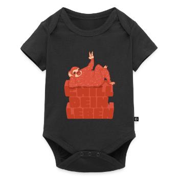 Faultier Faultiere Chill dein Leben Geschenk - Baby Premium Kurzarmbody - Schwarz - Vorne