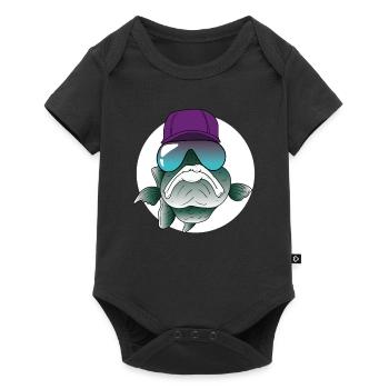Poisson cool avec lunettes de soleil et cap - Body à manches courtes Premium Bébé - noir - Devant