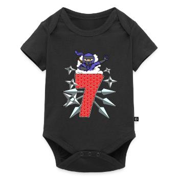 7th Birthday Ninja Japan Martial Arts Gift - Baby Premium short-sleeve bodysuit - black - Front