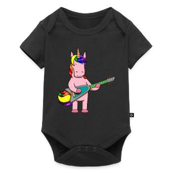 Unicorn Guitar Playing Music Band Musicians - Baby Premium short-sleeve bodysuit - black - Front