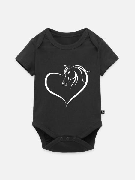Pferde Herz Liebe Geschenk Geschenkidee - Baby Premium Kurzarmbody - Schwarz