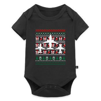 Cadeau de Noël avion pilote - Body à manches courtes Premium Bébé - noir - Devant