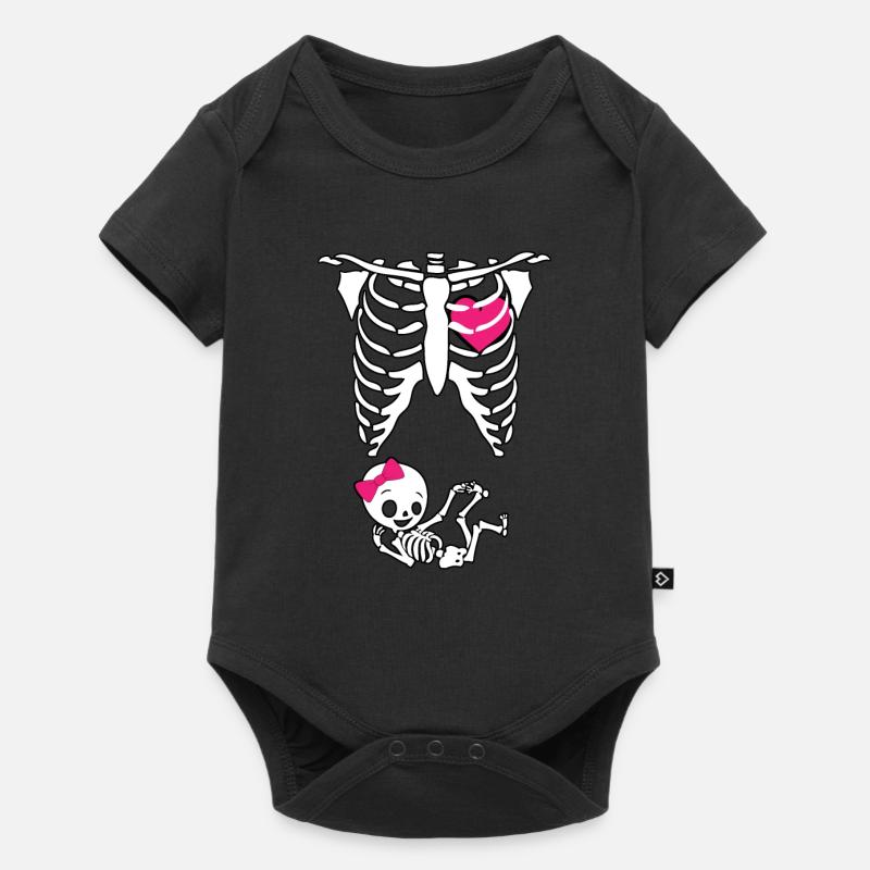 Squelette, cage thoracique, enceinte, mère enceinte - Body à manches courtes Premium Bébé - noir