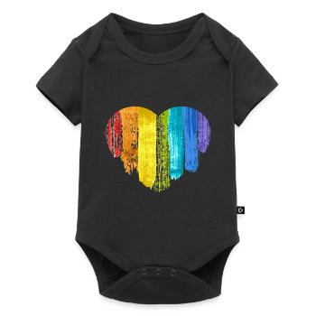 Rainbow heart tolerance rainbow banner - Baby Premium short-sleeve bodysuit - black - Front