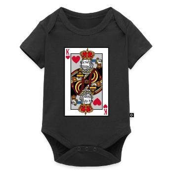 T-shirt Coeur Roi du Blackjack, Argent de Poker - Body à manches courtes Premium Bébé - noir - Devant