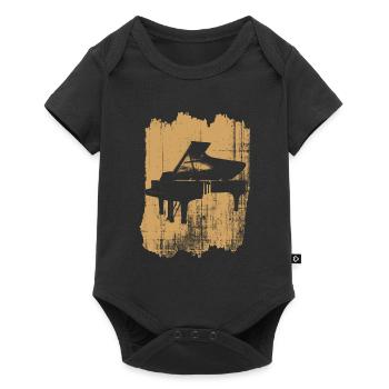 klavier - Baby Premium Kurzarmbody - Schwarz - Vorne