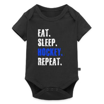 hockey manger dormir répéter - Body à manches courtes Premium Bébé - noir - Devant