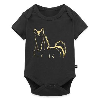 Horse drawing riding pony rider gift - Baby Premium short-sleeve bodysuit - black - Front
