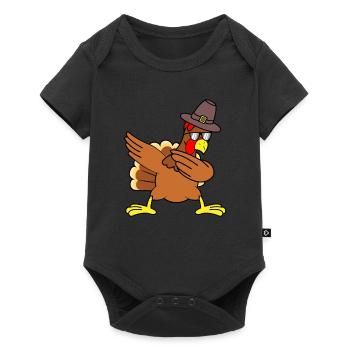 Truthahn Thanksgiving Dab Dabbing - Baby Premium Kurzarmbody - Schwarz - Vorne