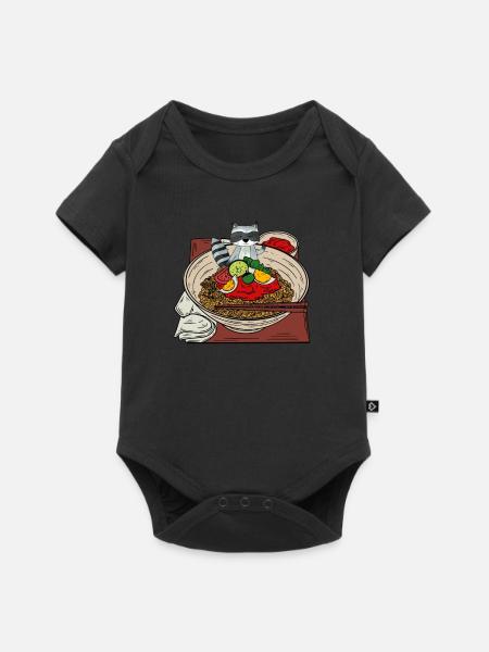Ramen Waschbär - Baby Premium Kurzarmbody - Schwarz