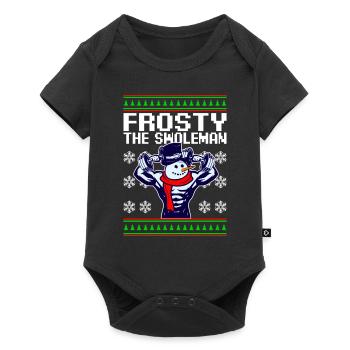 Fitness snowman bodybuilding christmas - Baby Premium short-sleeve bodysuit - black - Front