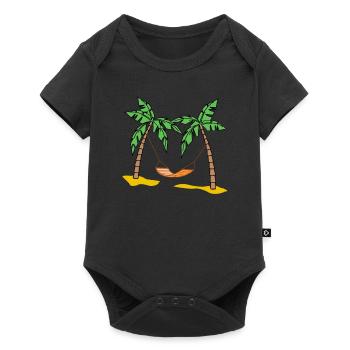 Cadeau d'été de palmiers soleil plage vacances - Body à manches courtes Premium Bébé - noir - Devant