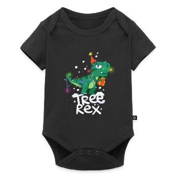 Tree Rex lustiges Dinosaurier Weihnachtsgeschenk - Baby Premium Kurzarmbody - Schwarz - Vorne