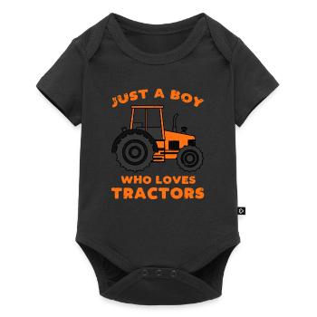 Traktor Jungen Traktoren Spruch Geschenk - Baby Premium Kurzarmbody - Schwarz - Vorne