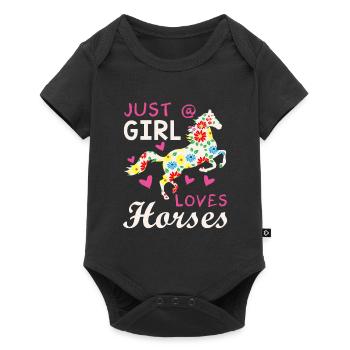 Seule une fille qui aime les chevaux - Body à manches courtes Premium Bébé - noir - Devant