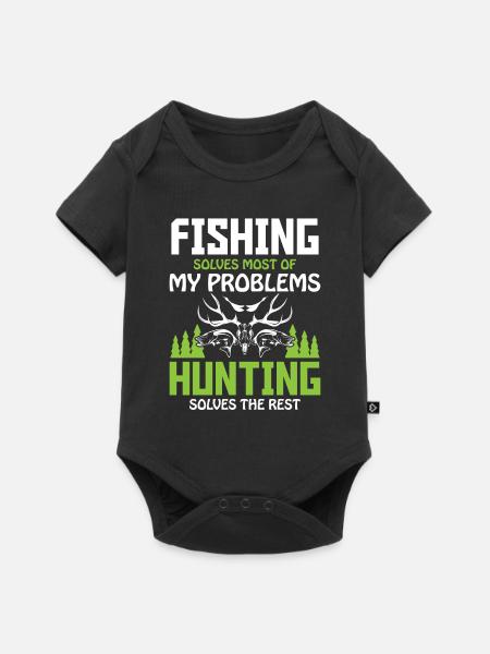 hunting and fishing saying - Baby Premium short-sleeve bodysuit - black