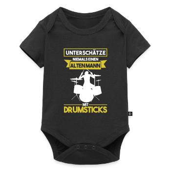 Unterschätze niemals einen alten Mann Schlagzeug - Baby Premium Kurzarmbody - Schwarz - Vorne