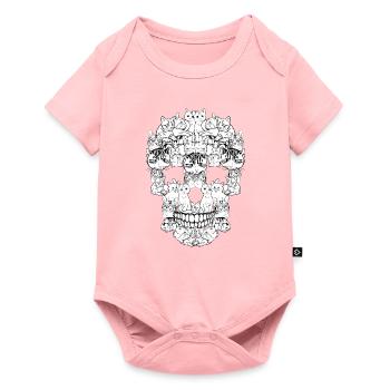 Cat cats skull and crossbones - Baby Premium short-sleeve bodysuit - rose - Front