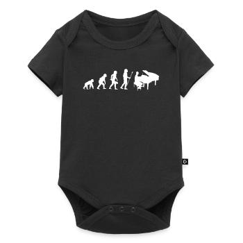 Evolution Entwicklung Klavier Piano - Baby Premium Kurzarmbody - Schwarz - Vorne