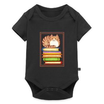Teacher reading book Cat Silence Read - Baby Premium short-sleeve bodysuit - black - Front