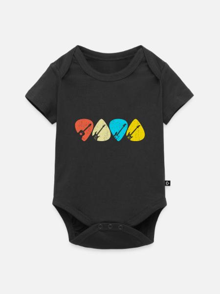 Retro Picking Gitarren - Baby Premium Kurzarmbody - Schwarz