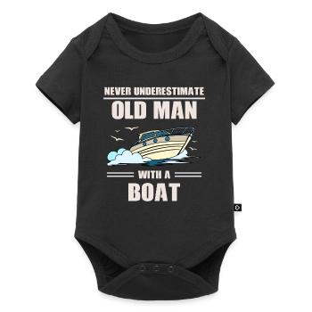 Never underestimate an old man with a boat - Baby Premium short-sleeve bodysuit - black - Front