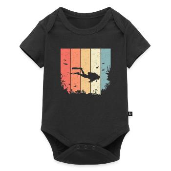 Vintage diver diving - Baby Premium short-sleeve bodysuit - black - Front