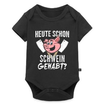 Heute Schon Schwein Gehabt Metzger - Baby Premium Kurzarmbody - Schwarz - Vorne