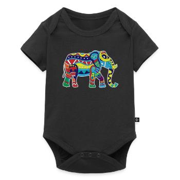 Éléphant coloré - Body à manches courtes Premium Bébé - noir - Devant