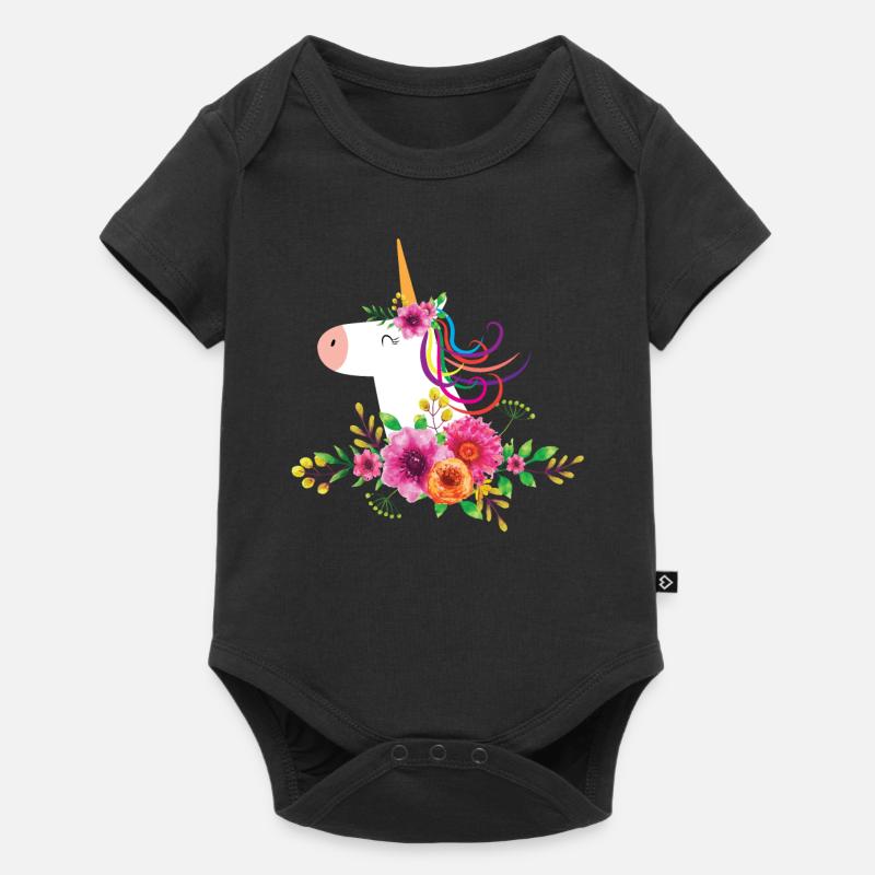 Pferd Pferde Einhorn - Baby Premium Kurzarmbody - Schwarz