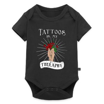 Tattoos sind meine Therapie Tätowierer - Baby Premium Kurzarmbody - Schwarz - Vorne