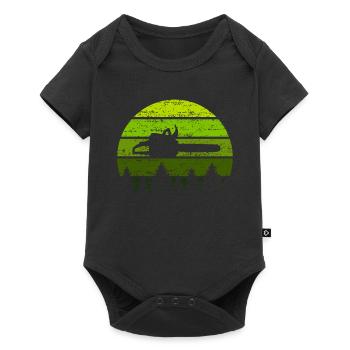 Scie à chaîne Sunset Retro Forest Wood Lumberjack Forest - Body à manches courtes Premium Bébé - noir - Devant