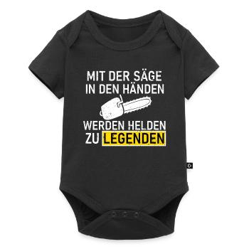 Mit Säge In Händen Helden Kettensäge Förster - Baby Premium Kurzarmbody - Schwarz - Vorne