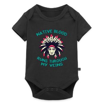 Native Blood Through Veins Indiana Ureinwohner - Baby Premium Kurzarmbody - Schwarz - Vorne