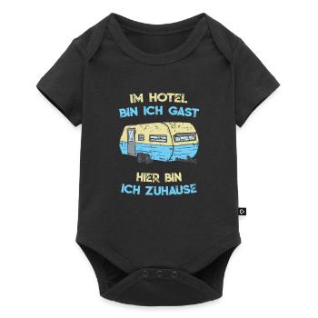 Im Hotel Bin Ich Gast Camping Wohnwagen - Baby Premium Kurzarmbody - Schwarz - Vorne