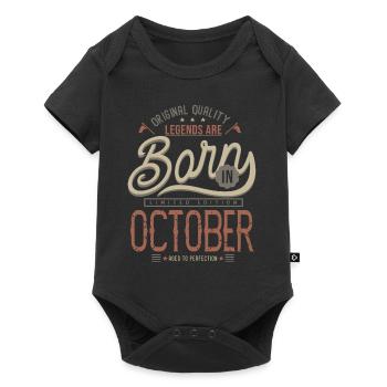 OCTOBE Legenden Geburtstag zitiert Humor - Baby Premium Kurzarmbody - Schwarz - Vorne