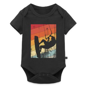 kitesurf kite kite rétro - Body à manches courtes Premium Bébé - noir - Devant