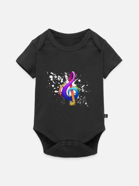 musikalische Note - Baby Premium Kurzarmbody - Schwarz