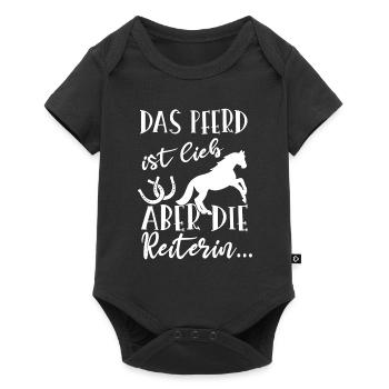 Das Pferd Ist Lieb Aber Die Reiterin - Baby Premium Kurzarmbody - Schwarz - Vorne