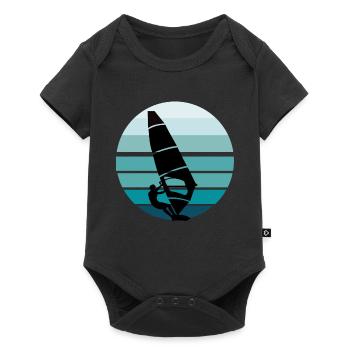 Surfer Windsurfer Blue Background - Baby Premium short-sleeve bodysuit - black - Front