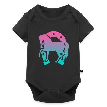 Horse Horse Riding Horseshoe - Baby Premium short-sleeve bodysuit - black - Front