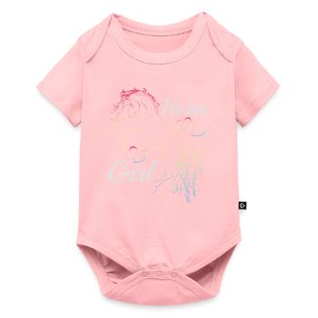 Fille de cheval arc-en-ciel silhouette idée cadeau - Body à manches courtes Premium Bébé - rose - Devant