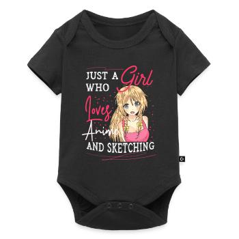 Just A Girl Who Loves Anime And Sketching - Baby Premium short-sleeve bodysuit - black - Front