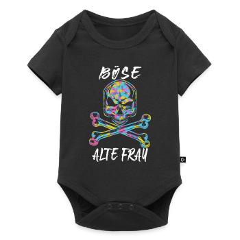 Böse Alte Frau Ironie Camouflage Totenkopf Bikerin - Baby Premium Kurzarmbody - Schwarz - Vorne