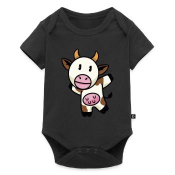 Kuh - Baby Premium Kurzarmbody - Schwarz - Vorne