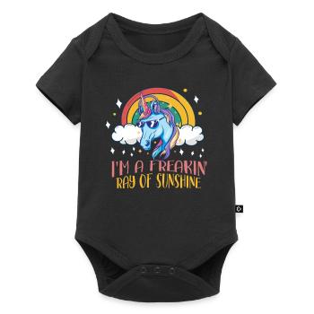 Freakin Ray Of Sunshine Unicorn Rainbow Geschen - Baby Premium short-sleeve bodysuit - black - Front
