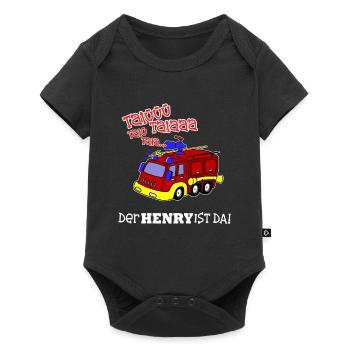 Geburt Geschenk Geburtstag Name Henry Feuerwehr - Baby Premium Kurzarmbody - Schwarz - Vorne