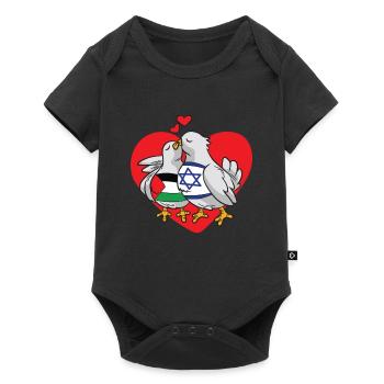 Israel Palästina Freundschaft Liebe Friedenstaube - Baby Premium Kurzarmbody - Schwarz - Vorne