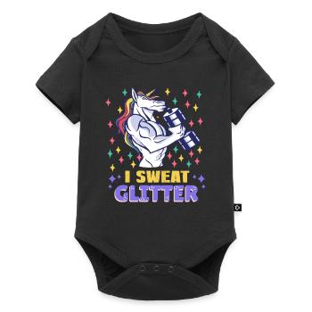 Gym fitness paillettes cadeau de sueur - Body à manches courtes Premium Bébé - noir - Devant