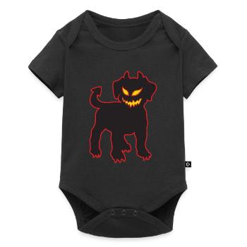 Halloween Devil Dog Chiot démoniaque brillant - Body à manches courtes Premium Bébé - noir - Devant